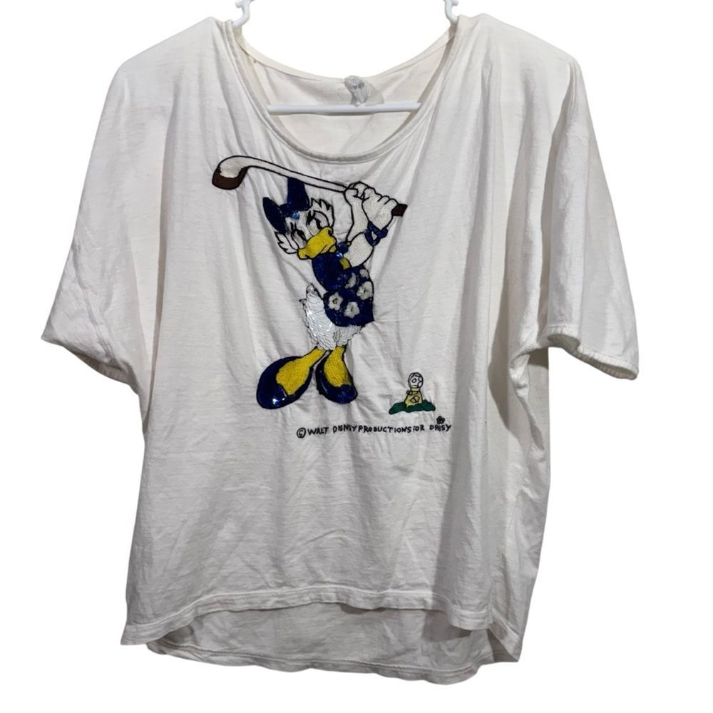 Disney Vintage Daisy Duck Sequin Golf Graphic Short Sleeve T-Shirt